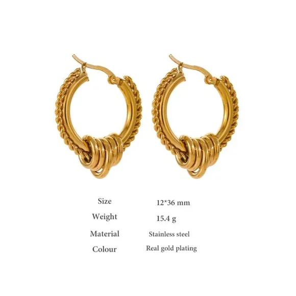 NEW 18K Gold Plated Braided Hoops Earrings - Picture 8 of 8